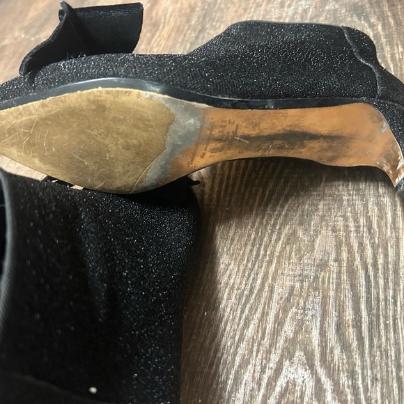 Ted Baker size 37 EUC/GUC “Bowtee” Lurex bow Black Ankle Boots with Kitten Heel - Picture 8 of 16